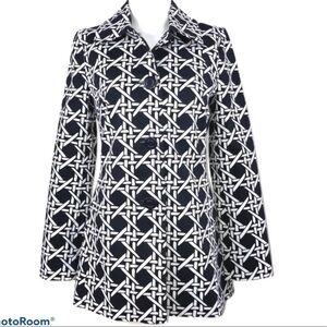 Banana Republic Short Trench Coat in Allover Geo Basketweave Print Size XS